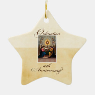 Personalize, 10:e ordination-årsdagen Änglar Julgransprydnad Keramik