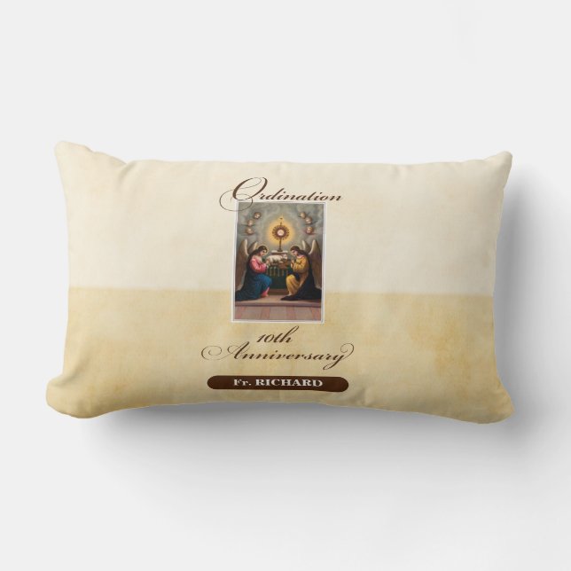 Personalize, 10:e ordination-årsdagen Änglar Lumbarkudde (Framsida)