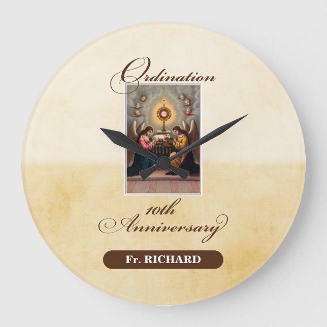 Personalize, 10:e ordination-årsdagen Änglar Stor Klocka (Framsida)