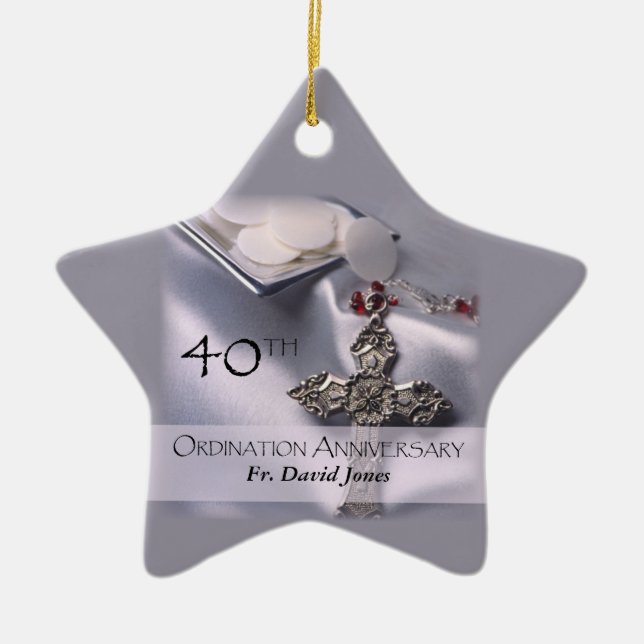 Personalize, 40:e ordination-årsdagen Gratulerar Julgransprydnad Keramik (Framsidan)