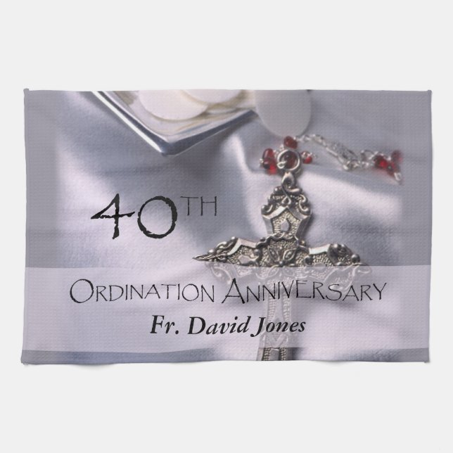 Personalize, 40:e ordination-årsdagen Gratulerar Kökshandduk (Horisontell)