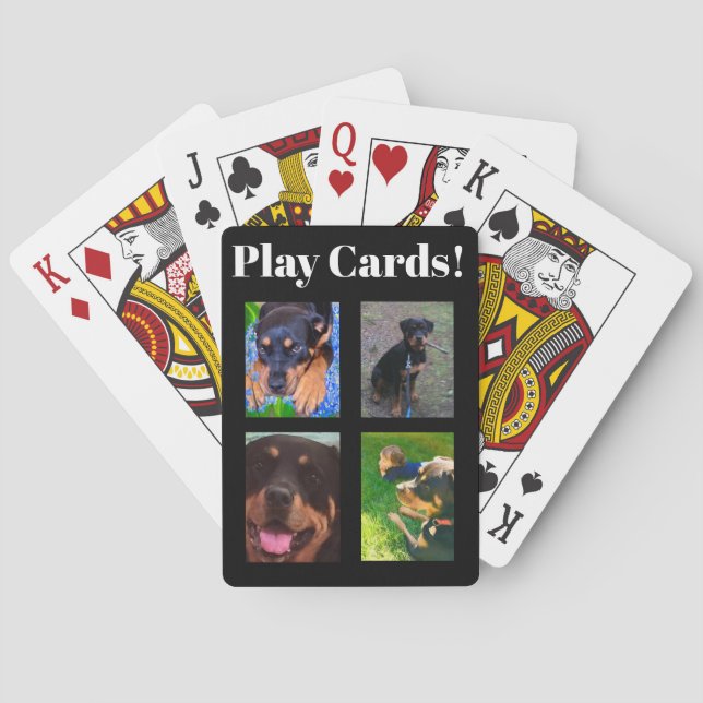 Personalize 4-Photos & Text Lucky Dog Poker Cards Casinokort (Baksidan)