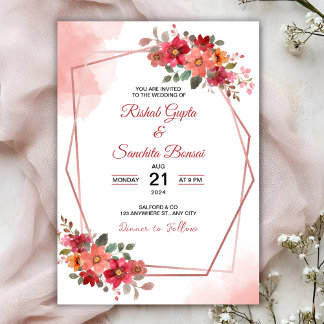 Personalize Aesthetic floral weeding Invitation Inbjudningar