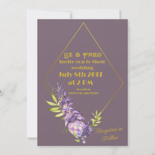Personalize and Download Lavender and Gold Floral Inbjudningar