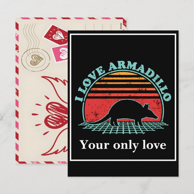 Personalize Armadillo Silhouettes: Custom Designs  Helg Vykort (Fram/baksida)
