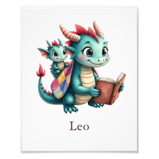 Personalize Baby Dragon Art Print Custom Kids Room Fototryck