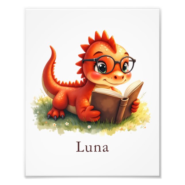 Personalize Baby Dragon Art Print Custom Kids Room Fototryck (Framsidan)