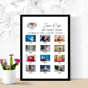 Personalize Baby första år Photo Poster Collage