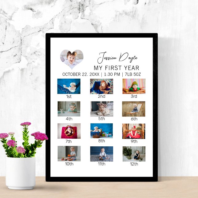 Personalize Baby första år Photo Poster Collage (Skapare uppladdad)