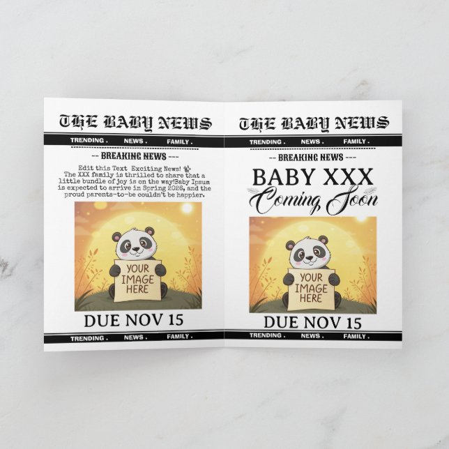 Personalize Baby News Paper Magazine Announcement  Inbjudan (Inuti)