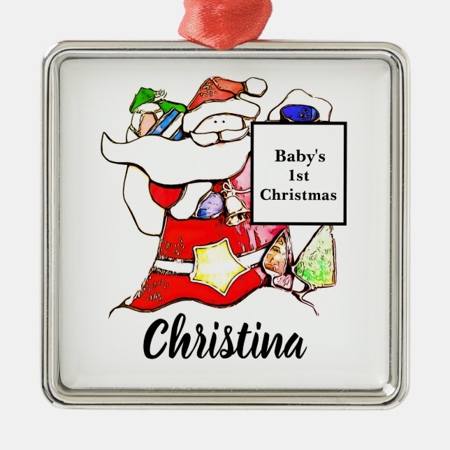 Personalize Baby under 1:a julklapp Ceramic Orname Julgransprydnad Metall (Framsidan)