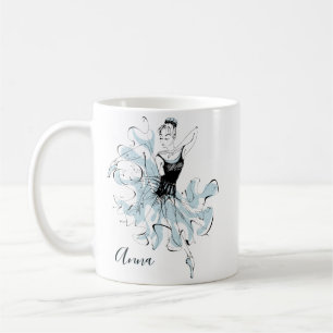 Personalize Ballerina Sketch in Blue Kaffemugg
