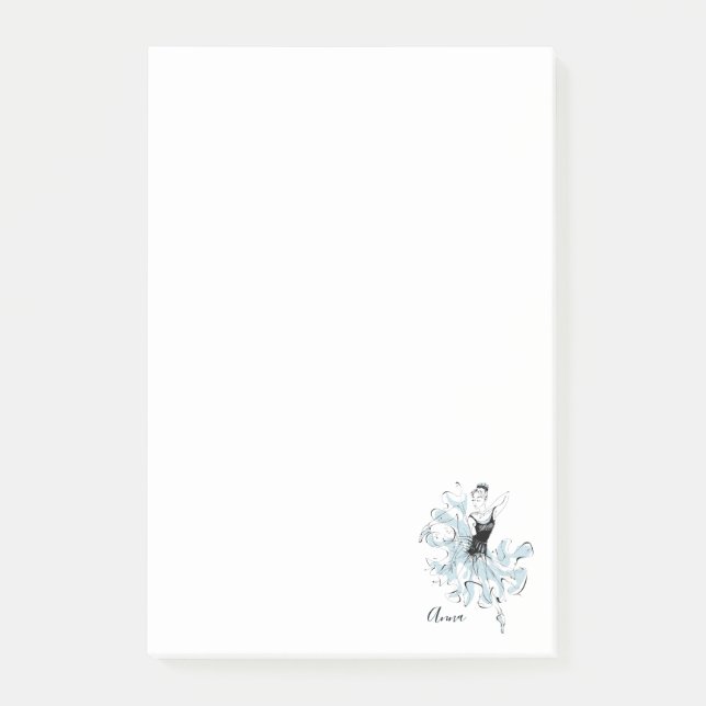 Personalize Ballerina Sketch in Blue Post-it Block (Framsida)