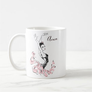Personalize Ballerina Sketch in Rosa Kaffemugg