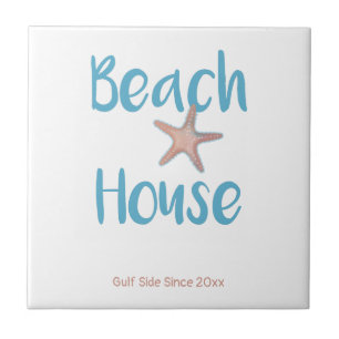 Personalize Beach House Starfish Kakelplatta