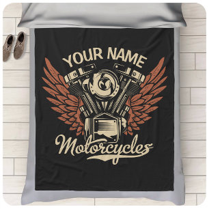 Personalize Biker Motorcycles Motor Wings Garage Fleecefilt