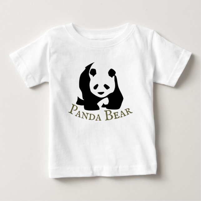 Personalize Black White Panda Bear Baby T-Shirt (Framsida)