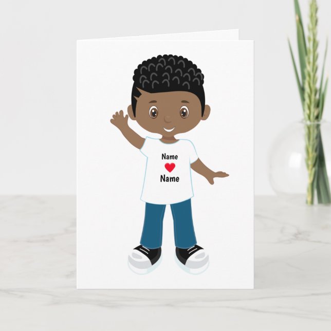 Personalize Blank Black Boy Kort (Framsida)