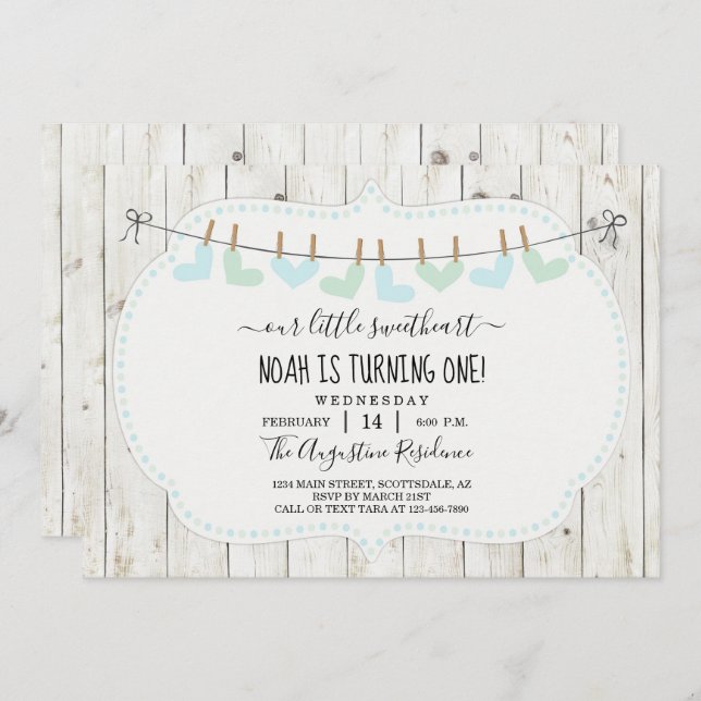 Personalize Boy Alla hjärtans dag First Födelsedag Inbjudningar (Fram/baksida)