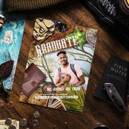Personalize Brown Adventurer Theme Studenten Inbjudningar