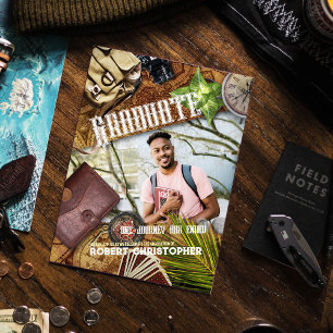 Personalize Brown Adventurer Theme Studenten Inbjudningar