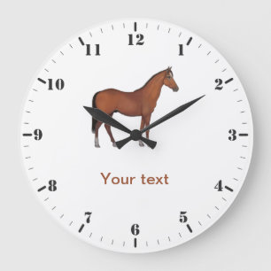 Personalize Brown Horse Söta djurets ställning Stor Klocka