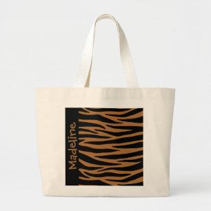 Personalize Brown Zebra ränder Tote Bag Jumbo Tygkasse