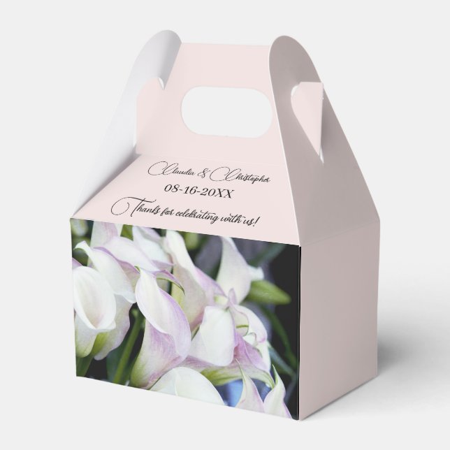 Personalize Calla Lily Foliage Petal Rosa Bröllop Presentaskar (Framsidan Sidan)
