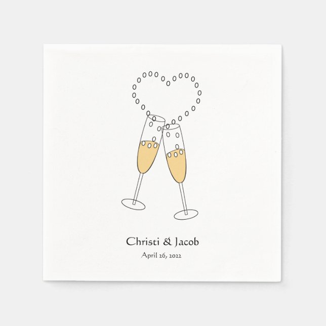 Personalize Champagne Toast Napkins Pappersservett (Framsidan)