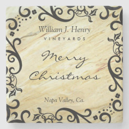Personalize Christmas Marble Scroll Wine Stenunderlägg