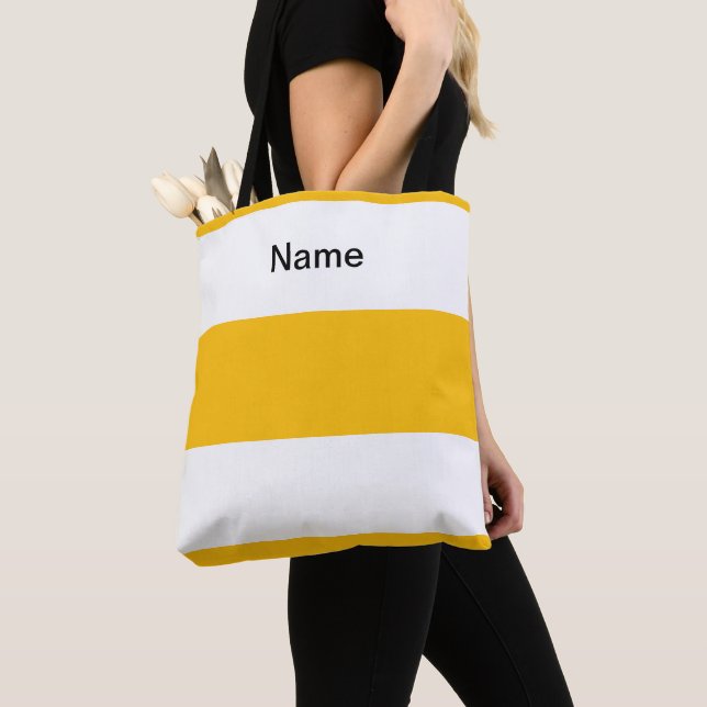 Personalize Classic Lemon Yellow +  White Stripes Tygkasse (Närbild)
