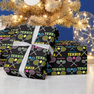 Personalize - Colorful Tennis Rackets and Bollar Presentpapper