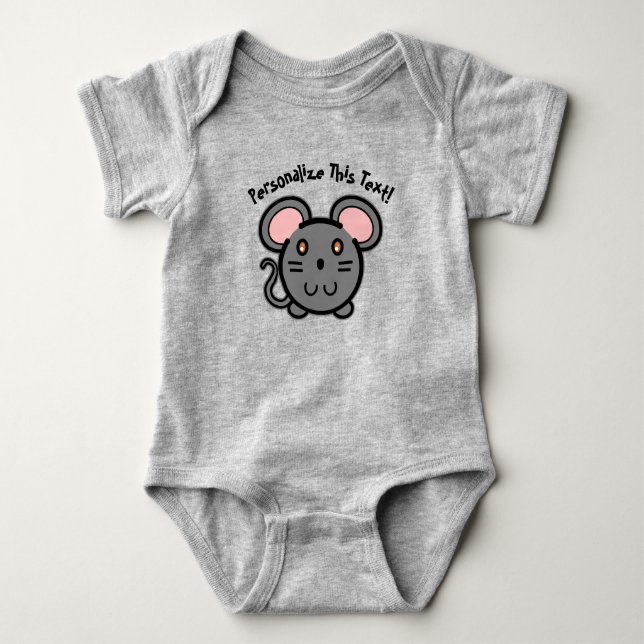 PERSONALIZE Cute Grått Mousie T-Shirt (Framsida)