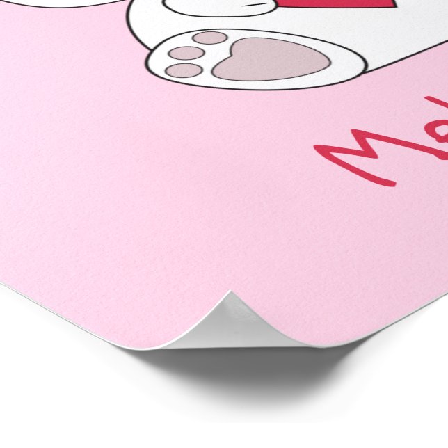 Personalize Cute White bunny Heart Flicka Poster (Hörn)