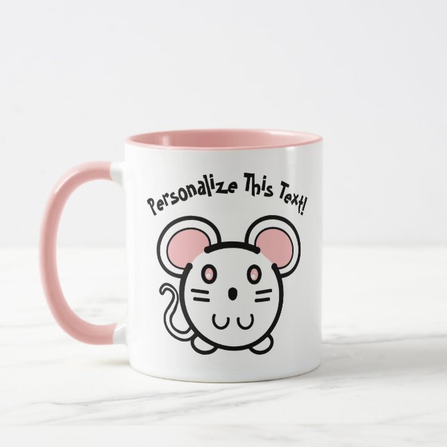 PERSONALIZE Cute White Mousie Mugg (Vänster)
