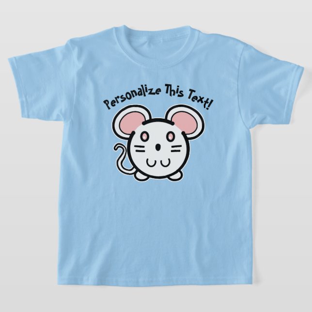 PERSONALIZE Cute White Mousie T-Shirt (Laydown)