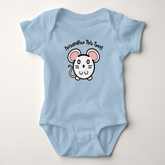 PERSONALIZE Cute White Mousie T-Shirt (Framsida)