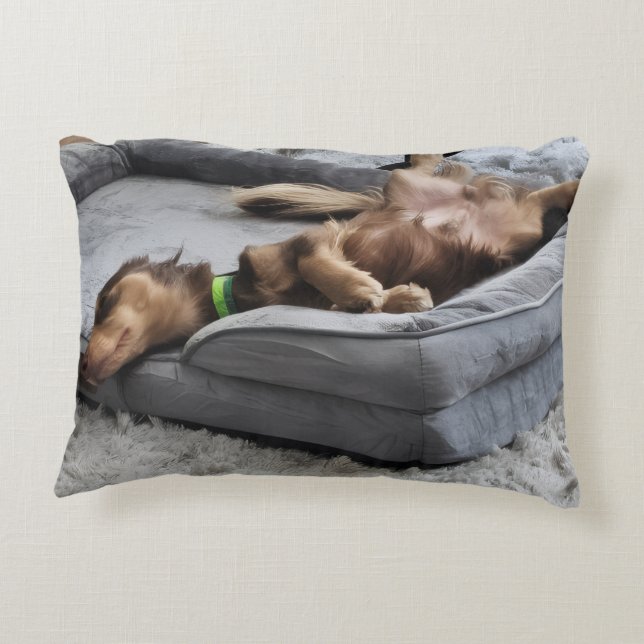 Personalize Dog Lover Pillow-Use Your Pet's Photo Prydnadskudde (Baksidan)