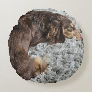 Personalize Dog Lover Pillow-Use Your Pet's Photo Rund Kudde