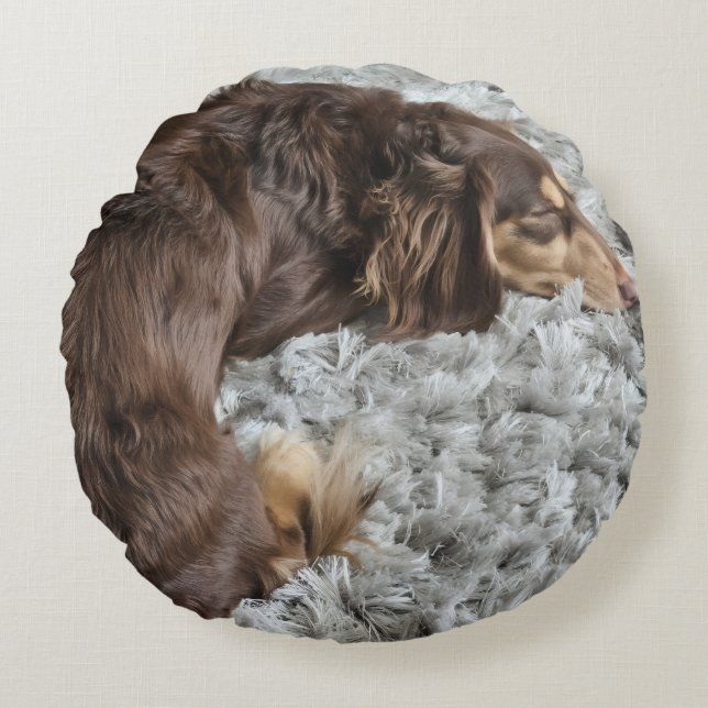 Personalize Dog Lover Pillow-Use Your Pet's Photo Rund Kudde (Framsidan)