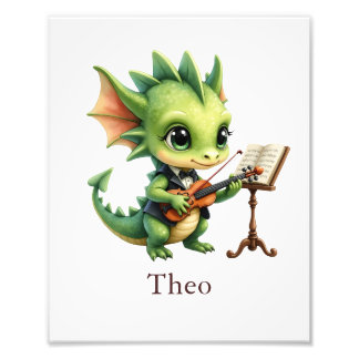 Personalize Dragon Art Print Custom Name Kids Room Fototryck