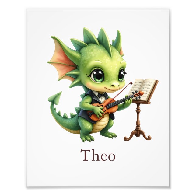 Personalize Dragon Art Print Custom Name Kids Room Fototryck (Framsidan)