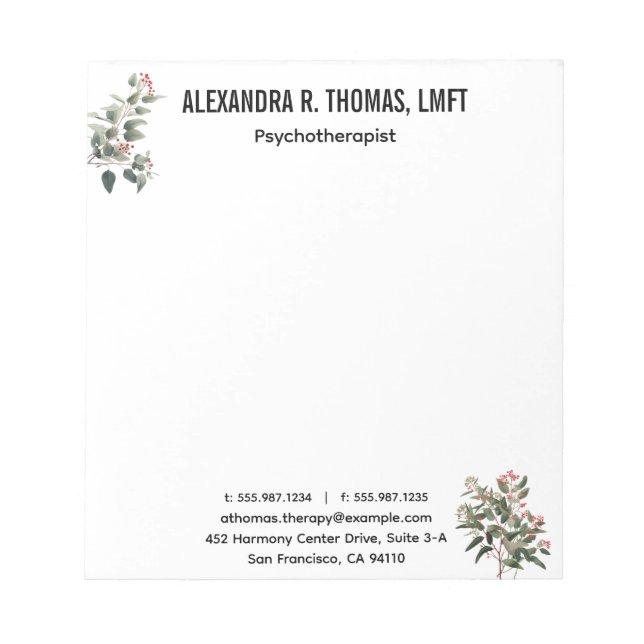Personalize  Eucalyptus therapist  professional Anteckningsblock (Framsida)