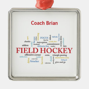 Personalize, Fält Hockey Coach Tack i Ord Julgransprydnad Metall