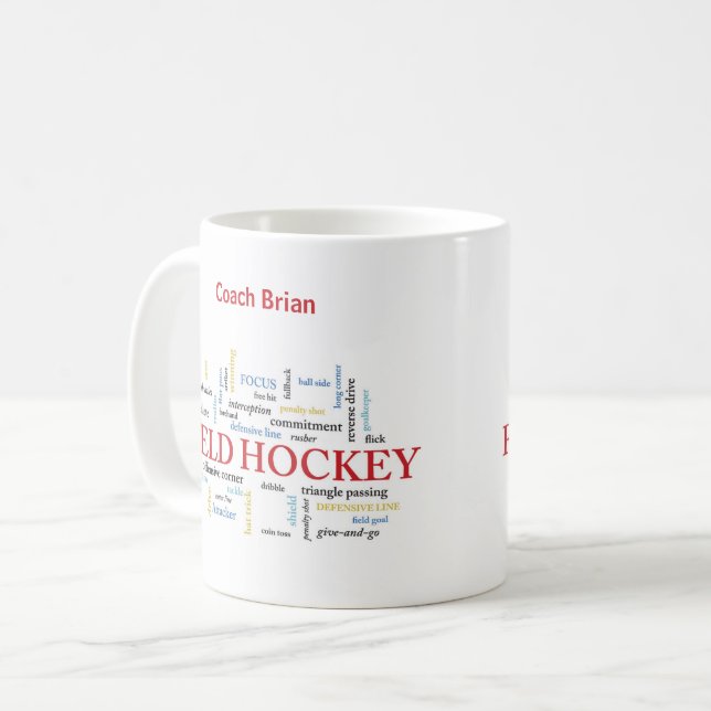 Personalize, Fält Hockey Coach Tack i Ord Kaffemugg (Framsida vänster)