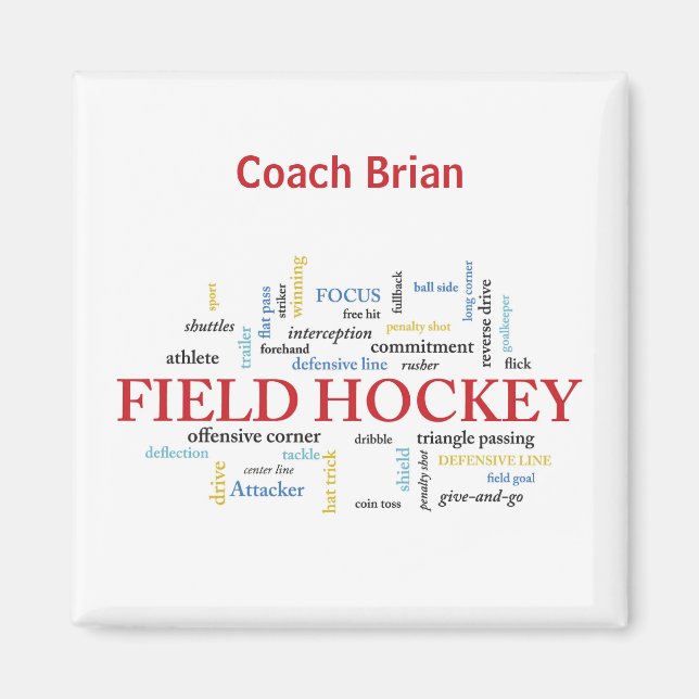 Personalize, Fält Hockey Coach Tack i Ord Magnet (Framsidan)