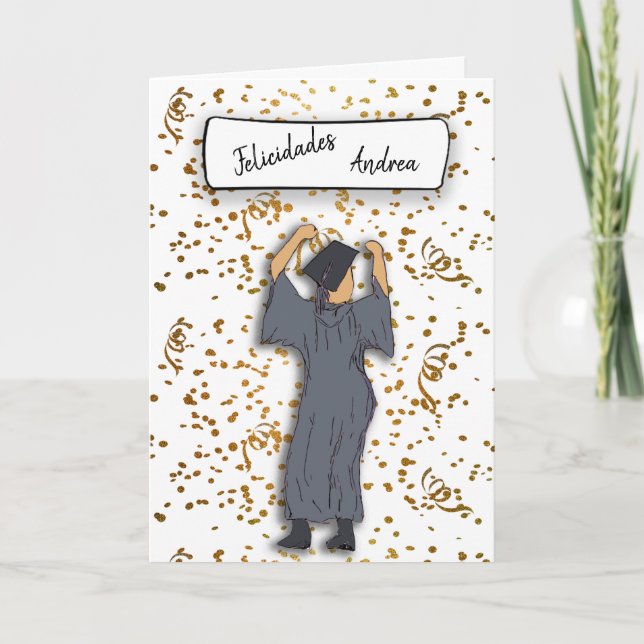 Personalize Felicidades Student (Hispanic) Kort (Framsida)