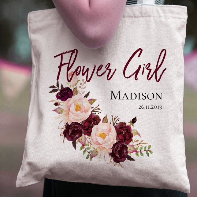 Personalize Flowergirl | Bröllop Tote Bag Tygkasse (Skapare uppladdad)