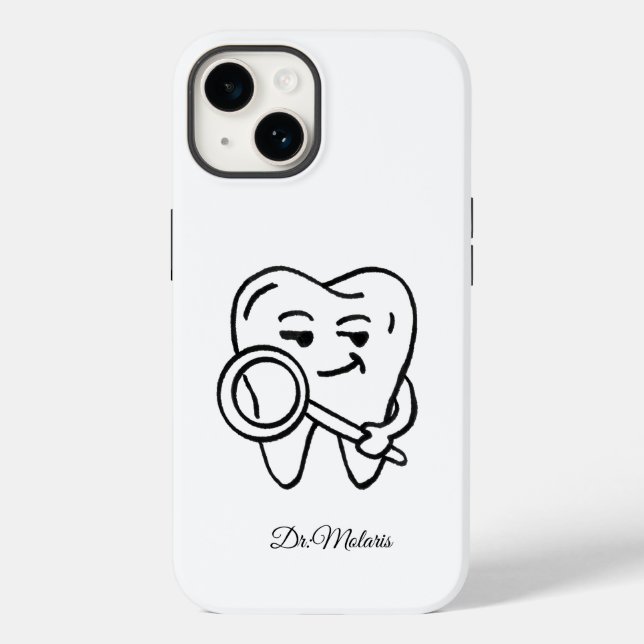Personalize Funny Dentist Cartoon Tooth Phone Case (Baksida)