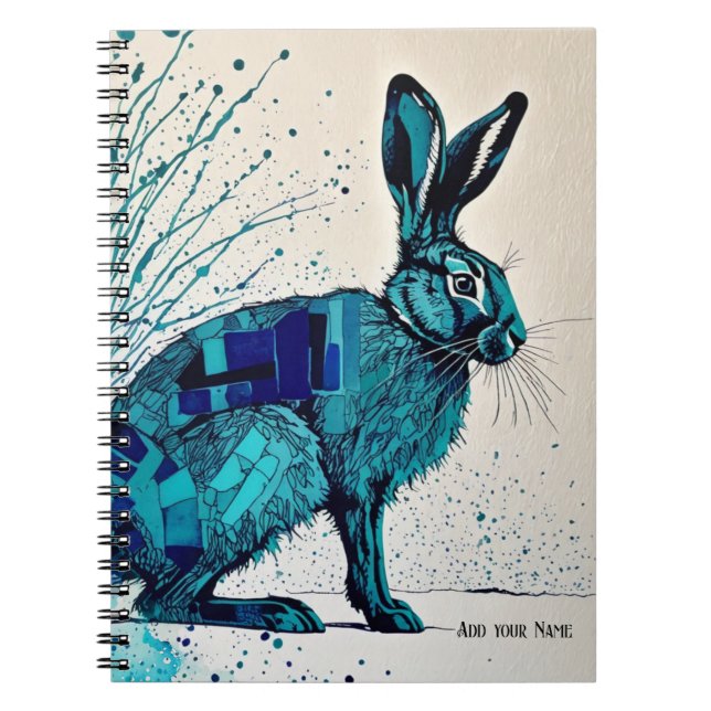 PERSONALIZE GIFT - Abstrakt Blue Hare | Anteckning Anteckningsbok (Framsidan)